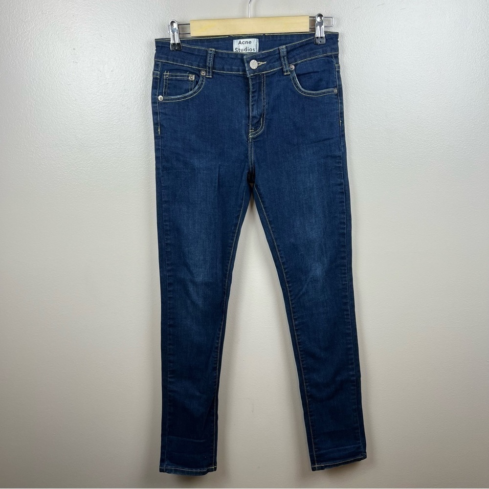 Acne Studios Skin 5 Skinny Jeans Womens Size 29 Dark Wash Mid Rise Blue Denim